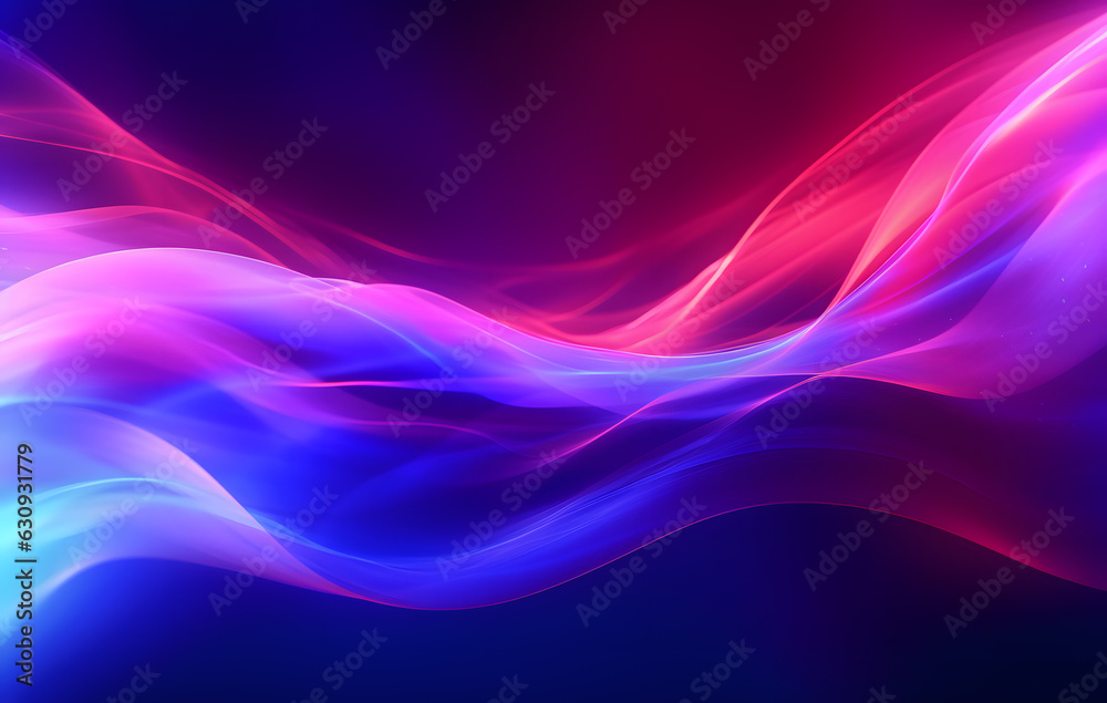 Naklejka premium 輝くネオン波線と抽象的な未来的な背景