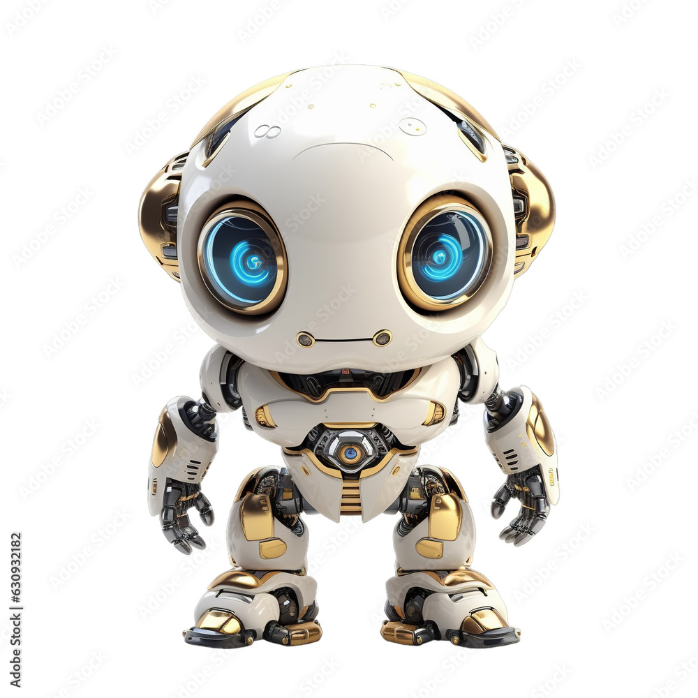 cute artificial intelligence robot, isolated on transparent background, Generative ai