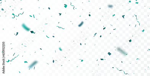 Falling blue confetti, isolated on white background