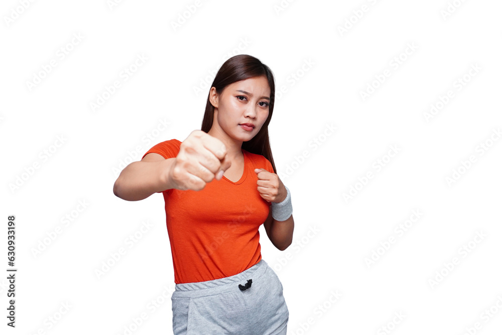 Beautiful Asian Woman Workout Fighting Pose Beautiful Asian Woman Workout Fighting Pose