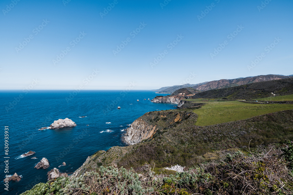 California coast cliffs and ocean near Big Sur and Highway 1 California coast cliffs and ocean near Big Sur and Highway 1