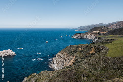 California coast cliffs and ocean near Big Sur and Highway 1