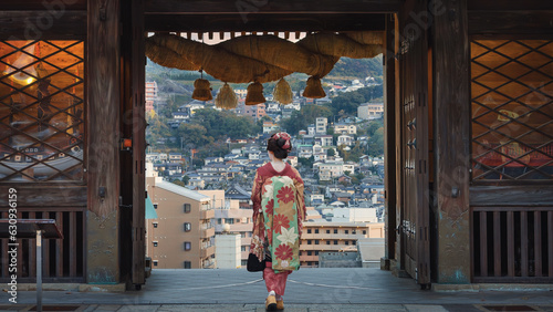 Nagasaki, Japan - Nov 28 2022: Suwa Shrine is a major Shinto shrine, it's established as a way of stopping and reverting the conversion to Christianity that took place in Nagasaki