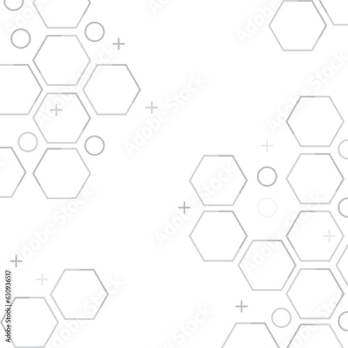 Geometric graphic hexagona gray background molecule and communication. Big data complex with compounds. photo