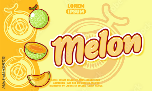 melon text effect with melon icon background