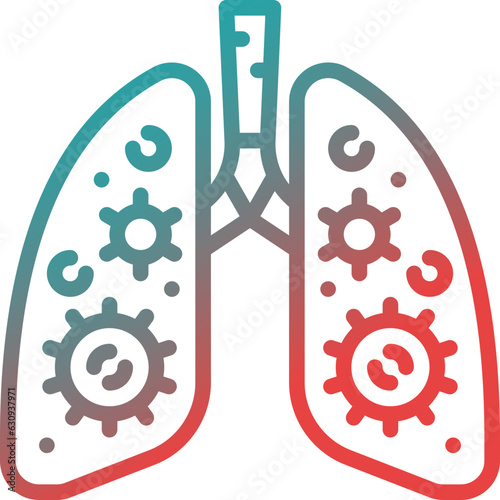 infected lung gradient line icon