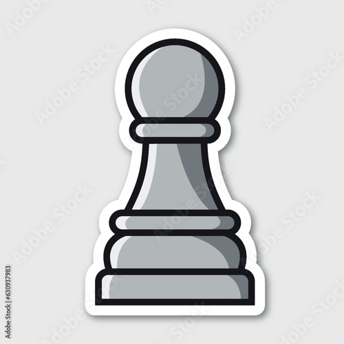 white pawn, editable cartoon style sticker vector