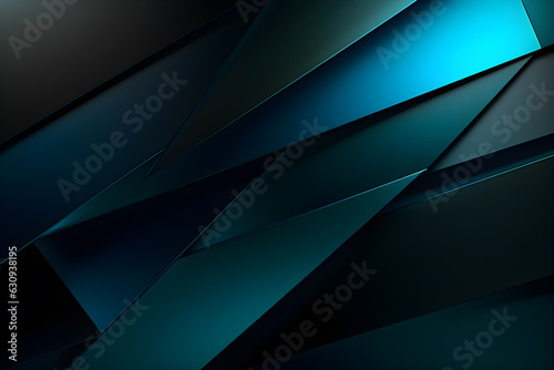 abstract background with 3D geometric blue and green design, AI generate