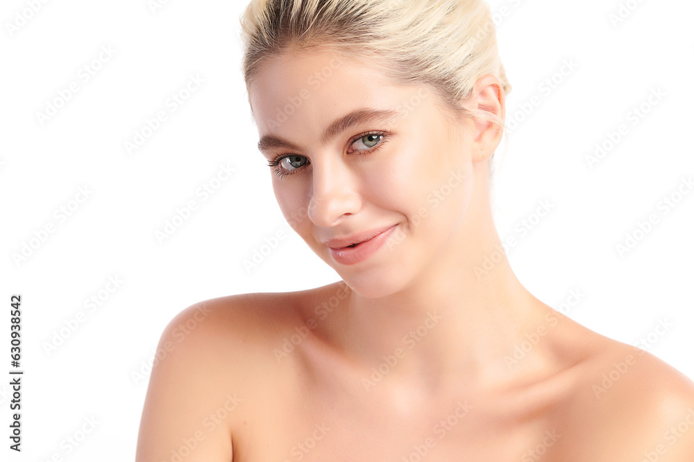 Beautiful young woman with clean fresh skin on white background, Face care, Facial treatment, Cosmetology, beauty and spa, women portrait. Beautiful young woman with clean fresh skin on white background, Face care, Facial treatment, Cosmetology, beauty and spa, women portrait.