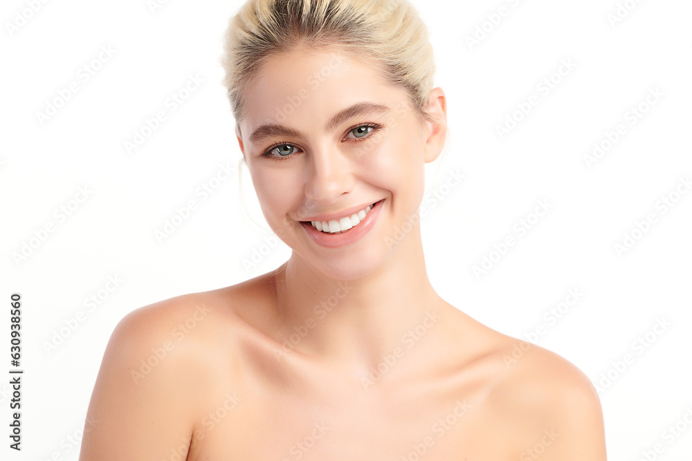 Beautiful smile young woman. White teeth on white background, Dental care. Dentistry concept. Beautiful smile young woman. White teeth on white background, Dental care. Dentistry concept.