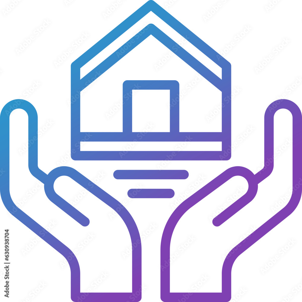 house gradient line icon