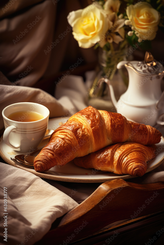 Breakfast with Croissant and Coffee