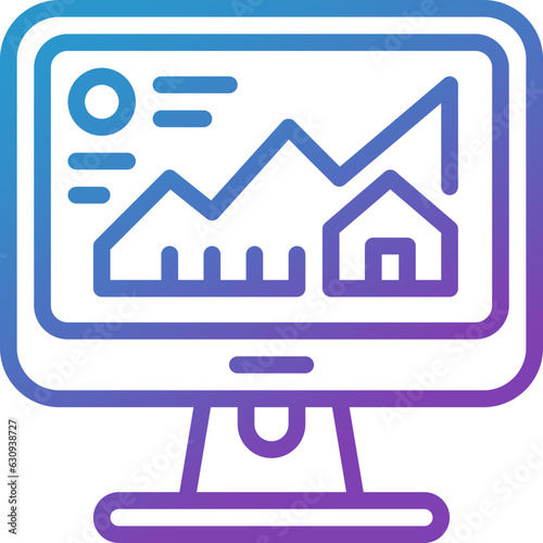 statistic gradient line icon