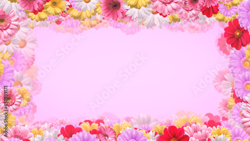 Greeting card, flowers frame on pink Background © Patgrap