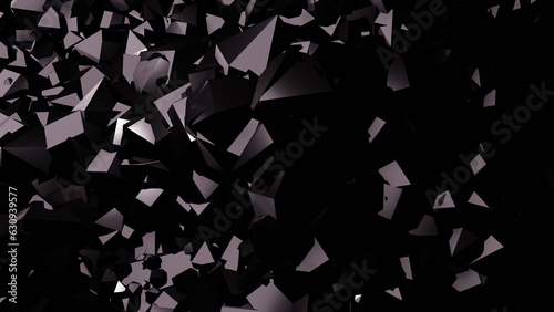 Black sapphire crystal lodestone in close range (3D Rendering)