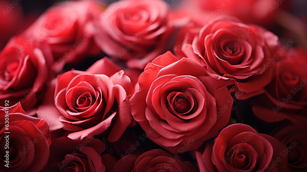 mehrere rote Rosen in Blütezeit. Generative Ai. mehrere rote Rosen in Blütezeit. Generative Ai.