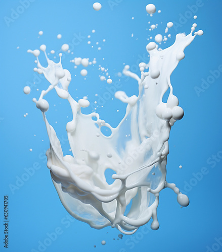 White splash of milk on blue, in the style of photorealistic pastiche, sculpted