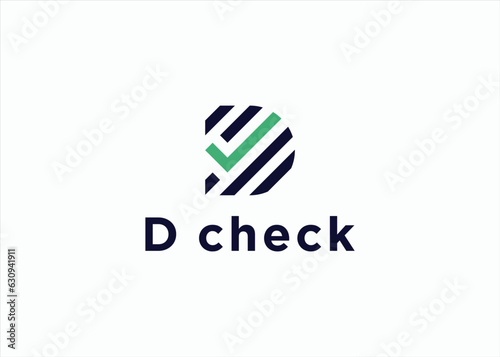 Initial D with check logo design vector silhouette illustration