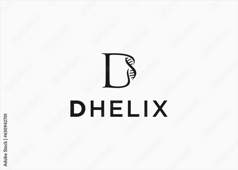 Initial D with DNA helix logo design vector silhouette illustration Initial D with DNA helix logo design vector silhouette illustration