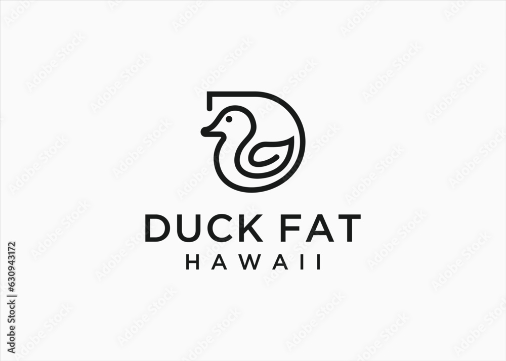 Obraz premium Initial D with duck logo design vector silhouette illustration