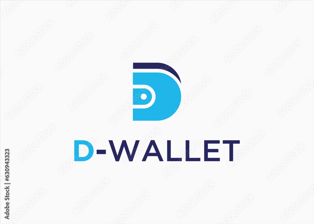 Initial D with wallet logo design vector silhouette illustration Initial D with wallet logo design vector silhouette illustration