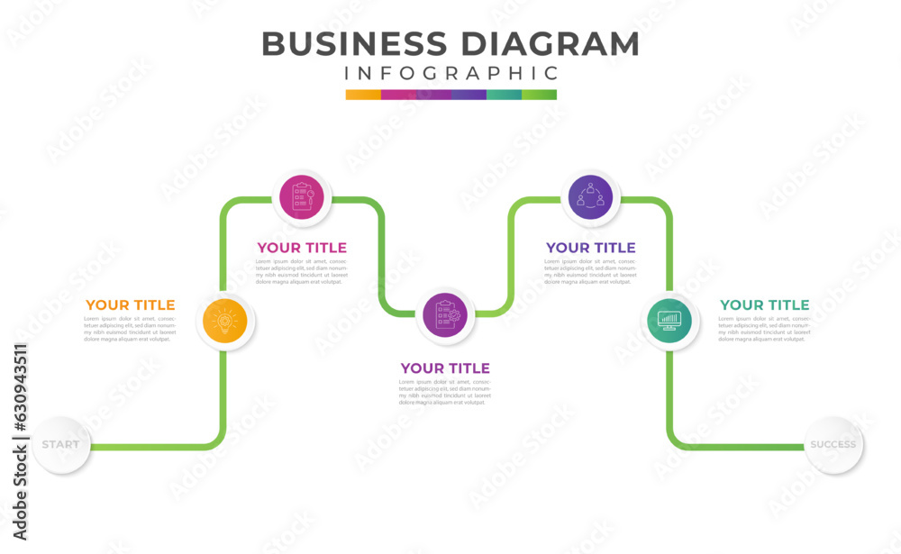 Vetor de 5 Steps to Planning a Modern Mind Map Diagram. presentation ...