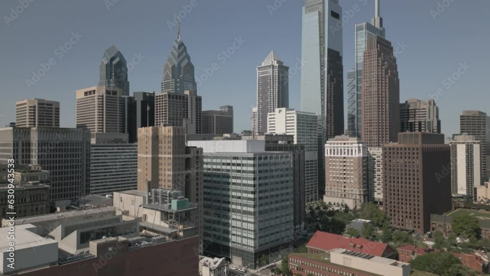 4K Drone move up at an Angle of Downtown Philadelphia Pennsylvania. 4K Drone move up at an Angle of Downtown Philadelphia Pennsylvania.