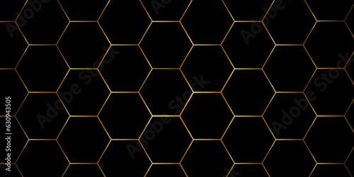 Background of abstract black hexagon background design a dark honeycomb grid pattern. Abstract octagons dark 3d background. Black geometric background for design. 