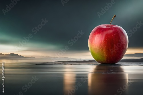 red and green apple with water generated by AI tool