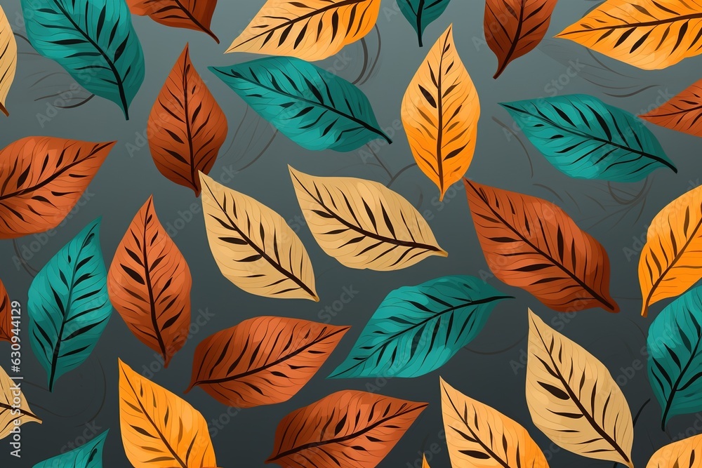Autumn leaves of minimal illustration background