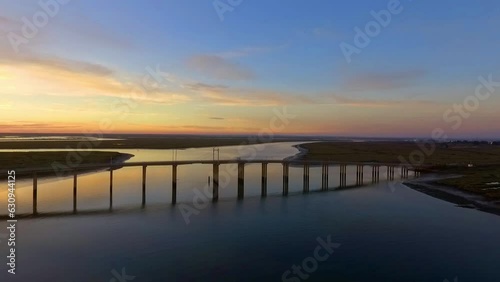 Wallpaper Mural Drone Footage: Aerial Views of Odiel River and Bridge Torontodigital.ca