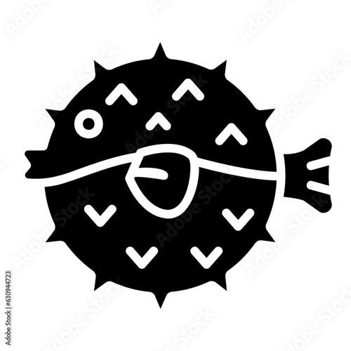 puffer fish glyph icon