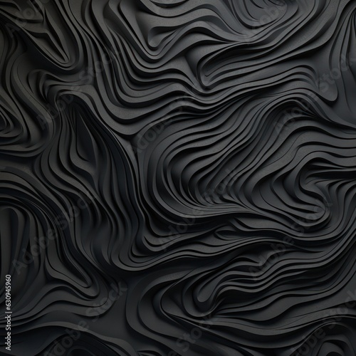 Wavy black paper art texture for background