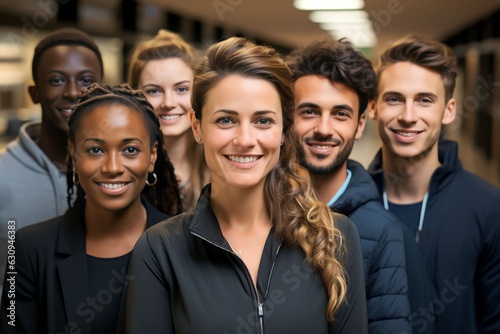 Portrait of successful group of business people at modern office looking at camera