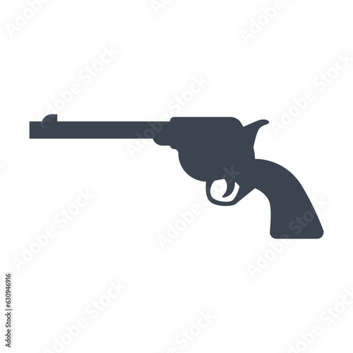 Silhouette of gun or pistol vector illustration. Cartoon drawing of gun, pistol on white background. Weapons, military concept