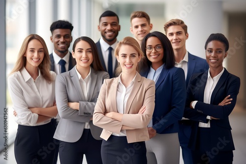 Portrait of successful group of diverse business people at modern office