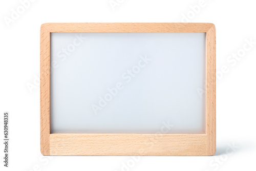 Empty wooden picture frame isolated on white background