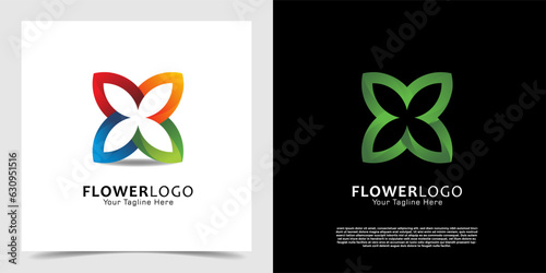 Colorful Letter X minimalist creative logo concept vector. Abstract flower logo