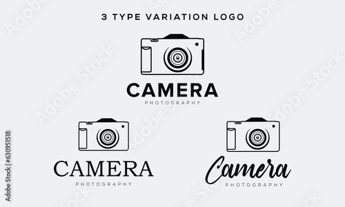 camera logo, modern photography signature logo icon vector