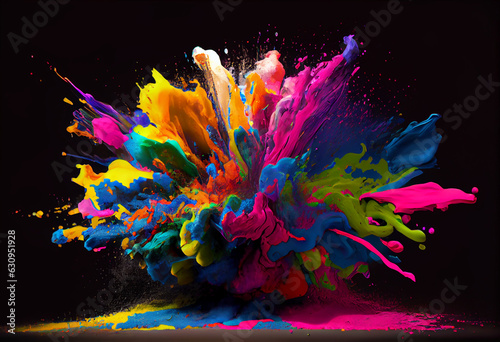 A colorful explosion of color, in the style of color splash, raw materials, vibrant academia, free brushwork.  Generative AI