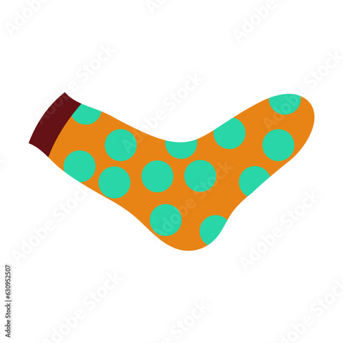 Wallpaper Mural Orange sock with circle pattern vector illustration. Cartoon drawing of colorful sock for children and adults isolated on white background. Fashion, accessory, clothes concept Torontodigital.ca