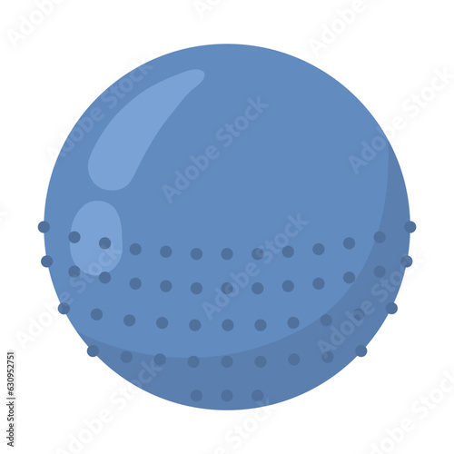 Blue stability or exercise ball vector illustration. Equipment for working out or exercising isolated on white background. Sports, healthy lifestyle, fitness concept