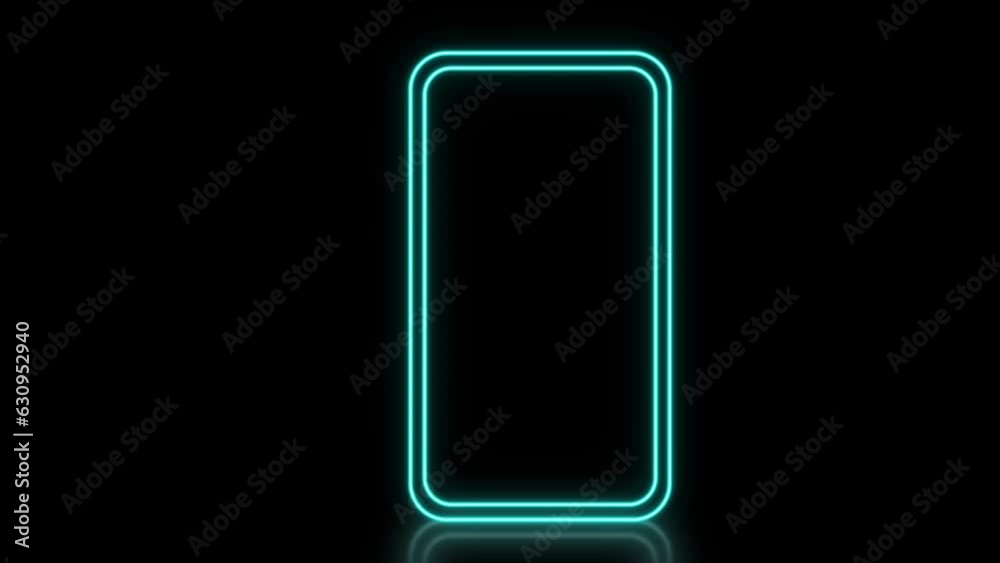4K animation of a smartphone outlined in neon beams 4K animation of a smartphone outlined in neon beams