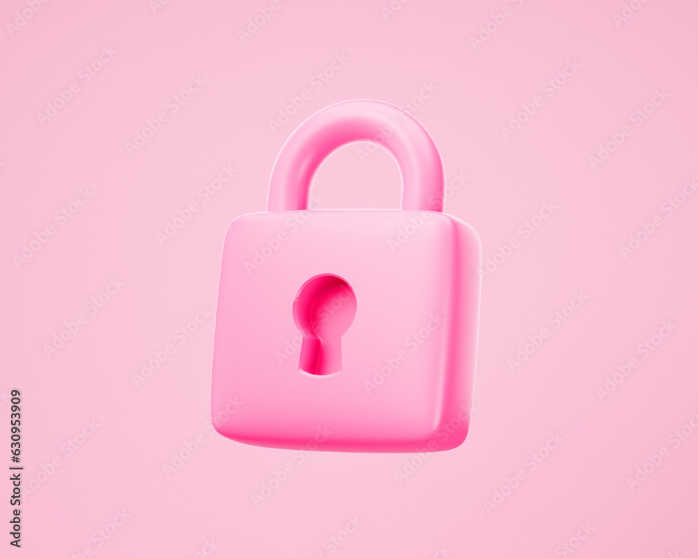 3D Pink Locked padlock icon. 3d render illustration 3D Pink Locked padlock icon. 3d render illustration