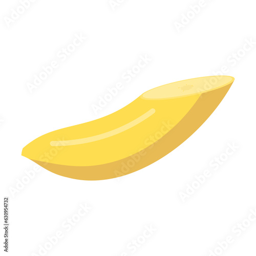 Halved banana vector illustration. Cartoon drawing of yellow fruit with peel cut in half isolated on white background. Food, nutrition, diet concept