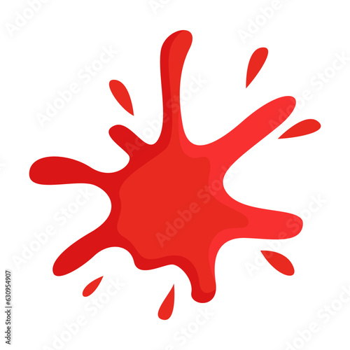 Splash of red liquid. Splatter of red wine, blood, paint or ink isolated on white background. Violence, art, texture concept