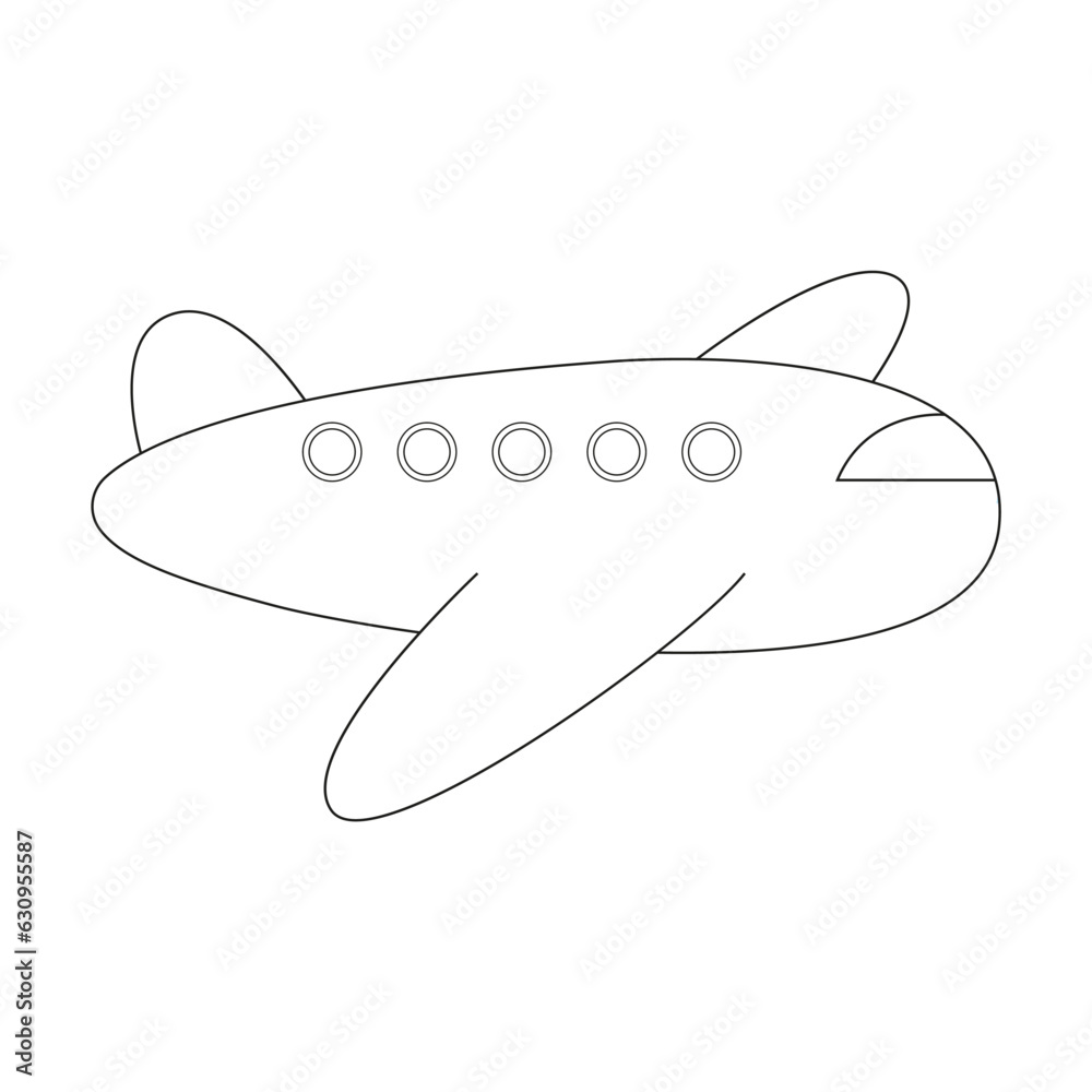 Fototapeta premium Hand drawn airplane vector illustration. Air transport doodle for transporting passengers and deliverying parcels isolated on white background. Transportation, traveling concept