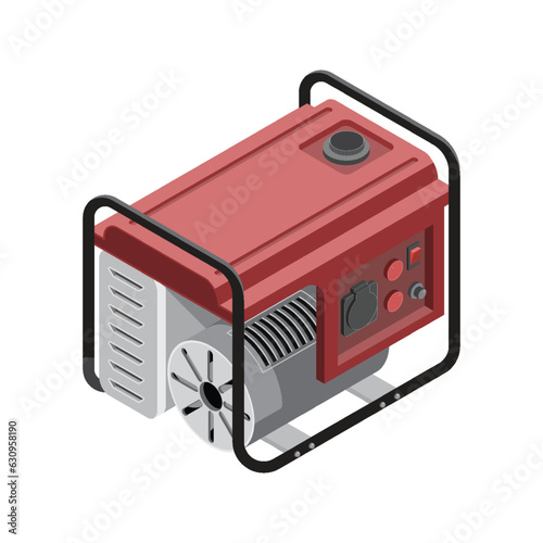 Industrial Electric Generator Engine Isometric