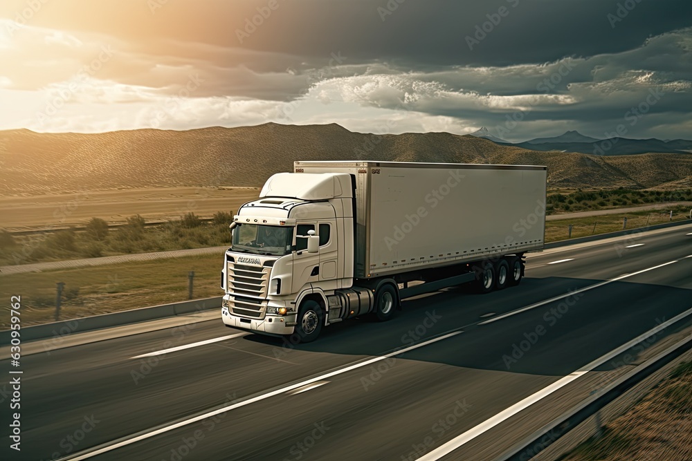 Obraz premium Efficient Trucking Services. Heavy-Duty Transportation on the Highway