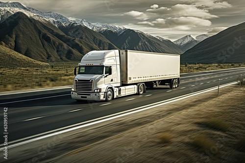 Logistics and Delivery Industry. Semi Truck Transporting Cargo